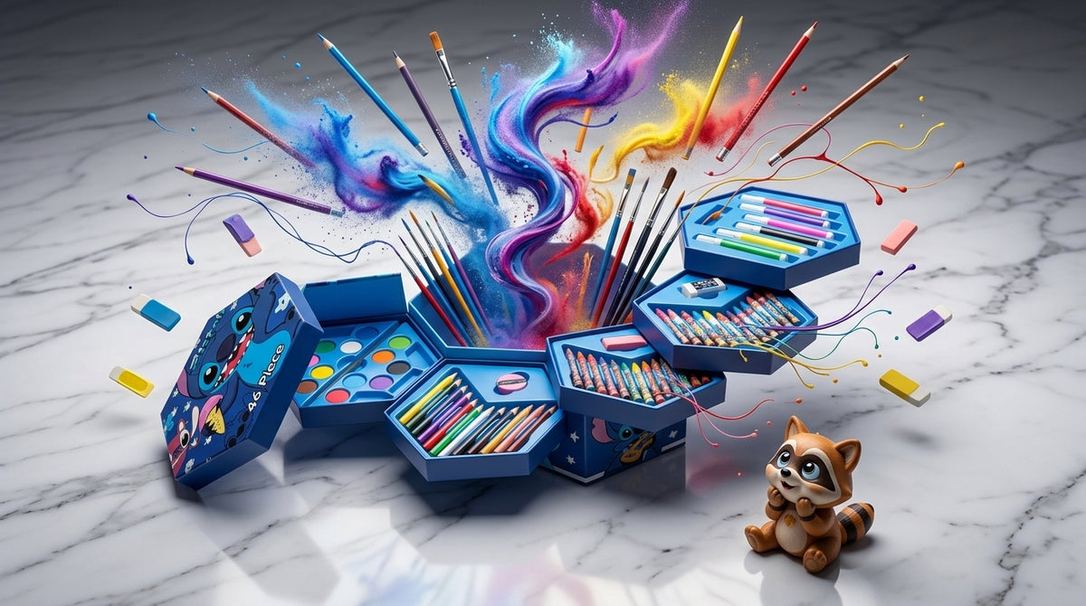 Set de Arte 46 Piezas KZ - caja abierta con materiales
