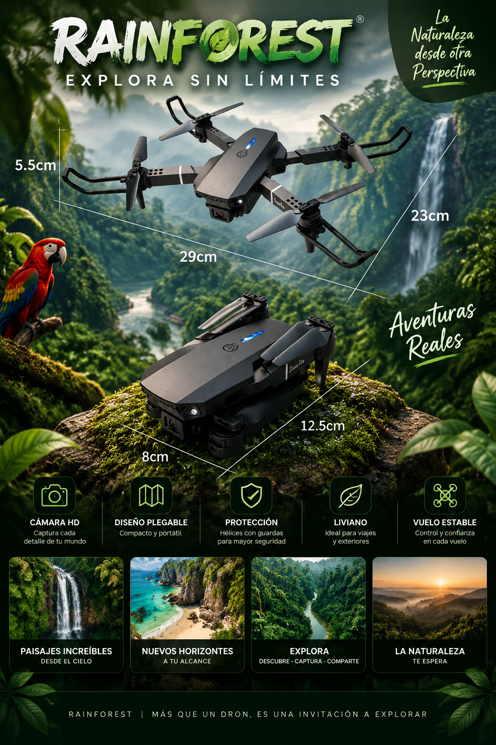 Mini Drone Pro E88 - Rainforest explora sin límites